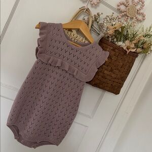 🤍 Quincy Mae Pointelle Knit Ruffle Romper